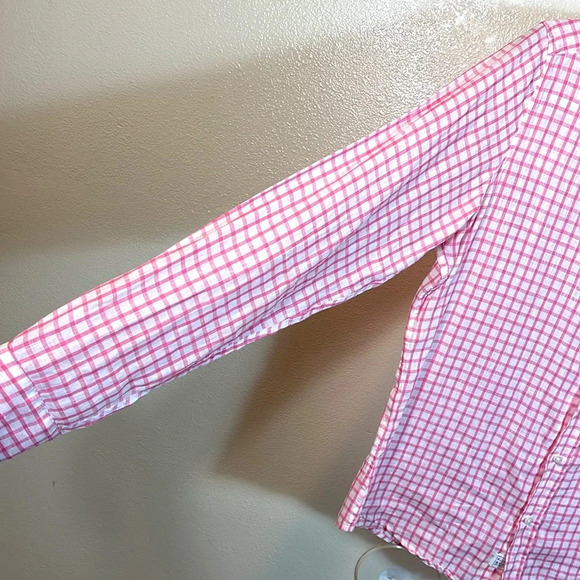 FRANK & EILEEN Pink Gingham Linen Barry Shirt  size Medium - Picture 11 of 11